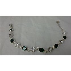 Michelle Merizzi "May" Birthstone Bracelet With Emerald Green and Clear Swarovski Crystals