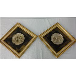 Pair of Framed Wall Plaques (12.5" X 12.5")