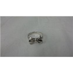 Sterling Silver Bow Ring With Cubic Zirconia (size 8.25)