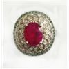 Image 1 : RUBY OVAL 3.85CT, 14K W/G RING 8.96GRAM / DIAMOND 0.62CT / EMERALD RD 1.12CT