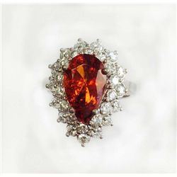 SPESSARTITE Garnet 3.54CT,   14K W/G RING 5.07GRAM / DIAMOND RD 1.00CT