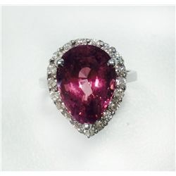 PINK SPINEL 7.14CT, 14K W/G RING 4.44GRAM / DIAMOND RD 0.65CT