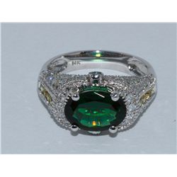 Chrome Tourmaline  2.0 ctw  &  Diamond Ring 14KW