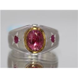 Sterling Silver .925 Pink Tourmaline/Ruby Ring