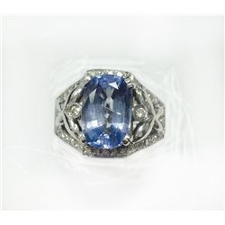 PARAIBA TOURMALINE 4.16CT AGTA, 14K W/G RING 9.53GRAM / DIAMOND RD 0.33CT