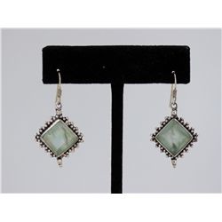 Sterling Silver .925 Light Green Gem Earrings