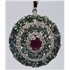 Image 1 : Burma Ruby Alexandrite  12.69 ctw Diamond Pendant 14KW