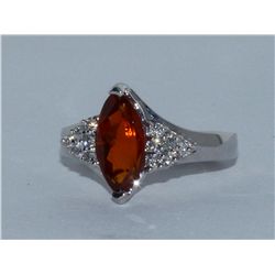 Malaya Garnet  2.39 ctw & Diamond Ring 14KW