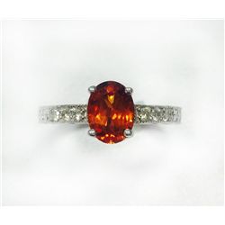 SPESSARTITE 1.30CT, 14K W/G 3.17GRAM / DIAMOND 0.14CT