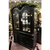 Image 1 : DARK WOOD GLASS DOOR CARVED WOOD BUFFET &  HUTCH