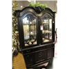 Image 2 : DARK WOOD GLASS DOOR CARVED WOOD BUFFET &  HUTCH