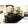 Image 2 : 7 PIECE MASTER BEDROOM SUITE C/W QUEEN SIZE LEATHER INLAYED HEADBOARD, FOOTBOARD, 2 NIGHT STANDS,