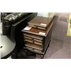 Image 2 : LOT OF 4 PIECES OF FURNITURE INCLUDES LEATHER CORNER CHAIR, NIGHT STAND, FOLDING TABLE & END TABLE