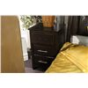 Image 2 : 3 PIECES OF DARK WOOD FURNITURE INCLUDING 2 NIGHTSTANDS & A BOOK SHELF (ITEMS DO NOT MATCH EACH