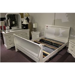 WHITE QUEEN SIZE 7 PIECE BEDROOM SET INCLUDES HEADBOARD, FOOTBOARD, 2 NIGHT STANDS,