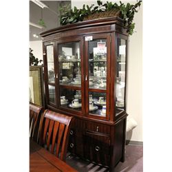 DARK WOOD GLASS DOOR HUTCH & BUFFET