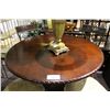 Image 2 : DARK WOOD & WROUGHT IRON BAR HEIGHT DINING ROOM TABLE WITH 4 MATCHING STOOLS