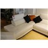 Image 2 : WHITE LEATHER SECTIONAL SOFA WITH CUSHIONS