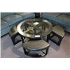 Image 2 : GLASS TOP COFFEE TABLE WITH 4 NESTING OTTOMANS