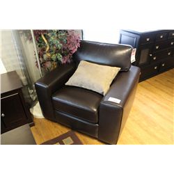 DARK BROWN LEATHER SOFA CHAIR WITH PILLOW