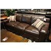 Image 1 : DARK BROWN LEATHER 3 PIECE SOFA SET INCLUDES SOFA, LOVESEAT, CHAIR & 3 CUSHIONS