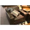 Image 2 : DARK BROWN LEATHER 3 PIECE SOFA SET INCLUDES SOFA, LOVESEAT, CHAIR & 3 CUSHIONS