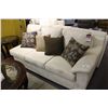 Image 1 : TAN MICROFIBRE 2 PIECE SOFA SET WITH THROW CUSHIONS