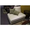 Image 2 : TAN MICROFIBRE 2 PIECE SOFA SET WITH THROW CUSHIONS