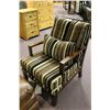 Image 1 : WOOD FRAME SIDE CHAIR WITH LEATHER OTTOMAN