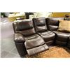 Image 2 : DARK BROWN LEATHER 6 SEAT SECTIONAL WITH 2 RECLINERS