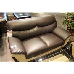 2 TONE LEATHER LOVESEAT