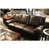 Image 1 : DARK BROWN LEATHER 3 SEAT DOUBLE RECLING SOFA