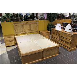 PINE 4 PIECE DOUBLE SIZE BEDROOM SET INCLUDES BED, 2 NIGHT STANDS & DRESSER