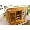Image 1 : DARK WOOD GLASS DOOR BACK BAR/SERVER