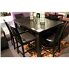 Image 1 : DARK WOOD BAR HEIGHT DINING TABLE WITH 6 LEATHER SEAT STOOLS