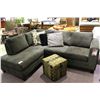 Image 1 : CHARCOAL GREY CORNER SECTIONAL SOFA WITH 3 THROW CUSHIONS & OTTOMAN