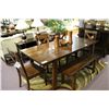 Image 1 : DARK WOOD COUNTRY STYLE DINING TABLE WITH 4 CHAIRS, BENCH, BAKERS CABINET & 3 PIECES WOODEN DECOR