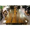 Image 2 : DARK WOOD COUNTRY STYLE DINING TABLE WITH 4 CHAIRS, BENCH, BAKERS CABINET & 3 PIECES WOODEN DECOR