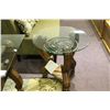 Image 2 : GLASS TOP WITH WROUGHT IRON BASE SOFA TABLE WITH MATCHING END TABLE