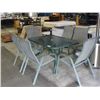 Image 1 : 7PC GREEN ALUMINUM FRAMED GLASSTOP PATIO TABLE SET;