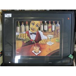 FRAMED BARTENDER POURING DRINK PRINT