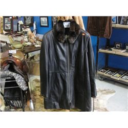 DANIER LADIES LEATHER JACKET WITH FAUX FUR COLLAR