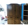 Image 1 : SOLID PINE WITH WROUGHT IRON ACCENTS 2 DOOR ARMOIRE CABINET