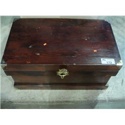 BURGANDY STAINED SOLID PINE STORAGE TRUNK