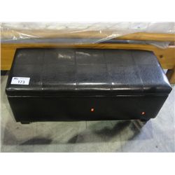 CHARCOAL LEATHER UPHOLSTERED STORAGE TRUNK