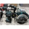 Image 1 : 8PC MIKITA CORDLESS TOOL SET; 4 DRILLS,  SAW, BATTERY CHARGER AND BATTERIES