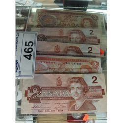 5 CANADIAN $2 BANK NOTES