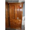 Image 1 : LIGHTED OAK GLASS FRONT CORNER CABINET