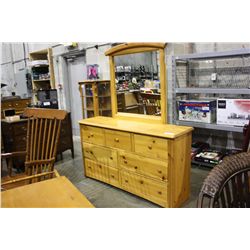 SOLID PINE 7 DRAWER DRESSER WITH MIRROR