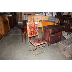 CONTEMPORARY LEATHER BOUND WROUGHT IRON SIDE CHAIR